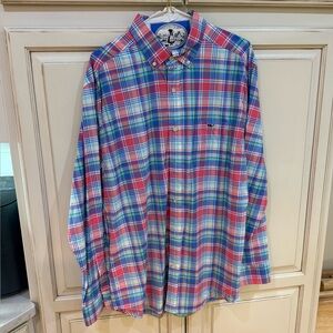 Vineyard Vines Red and Blue Plaid Button Down Shirt